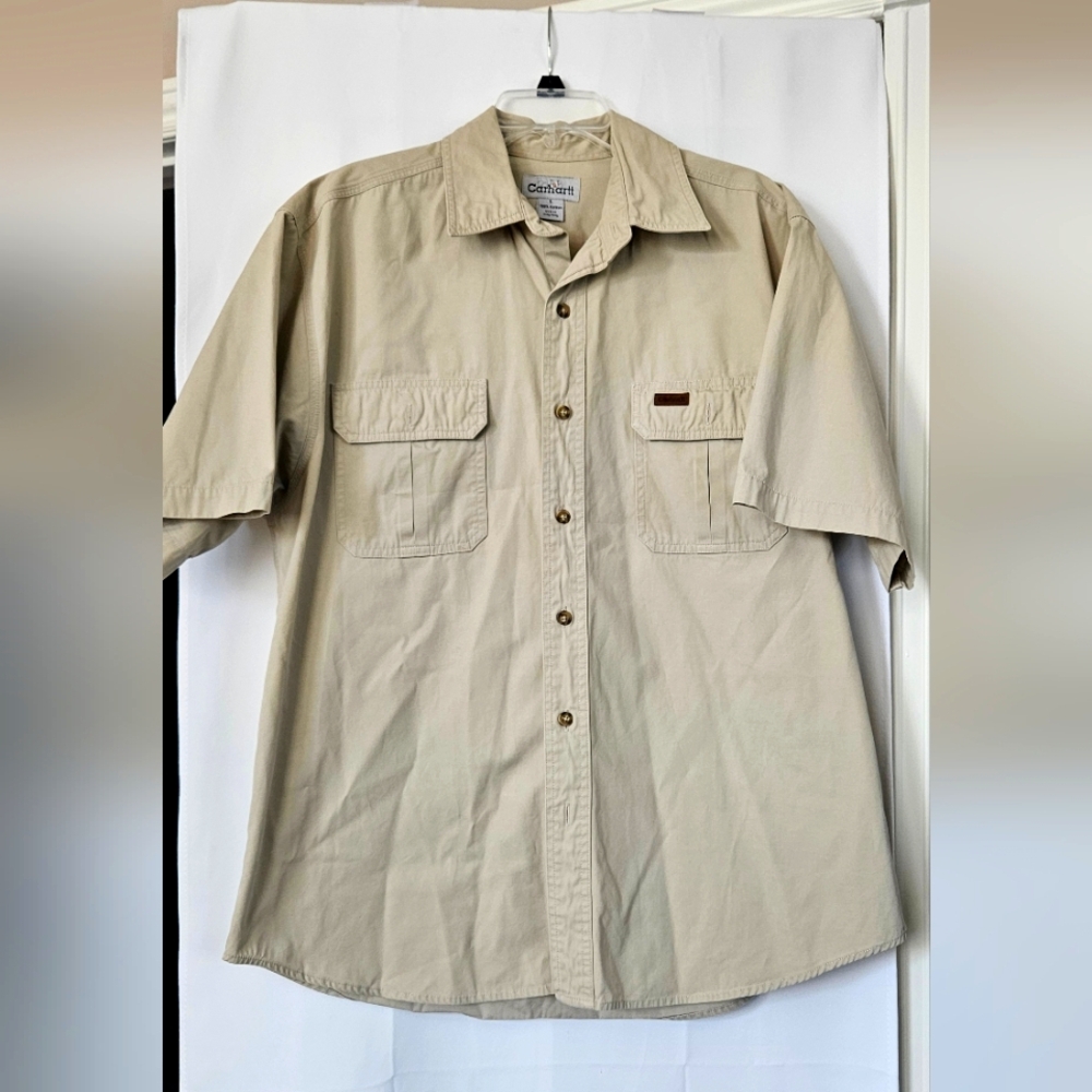 Carhartt Mens Short Sleeve Button Down Cotton Shirt‎ Size Large
